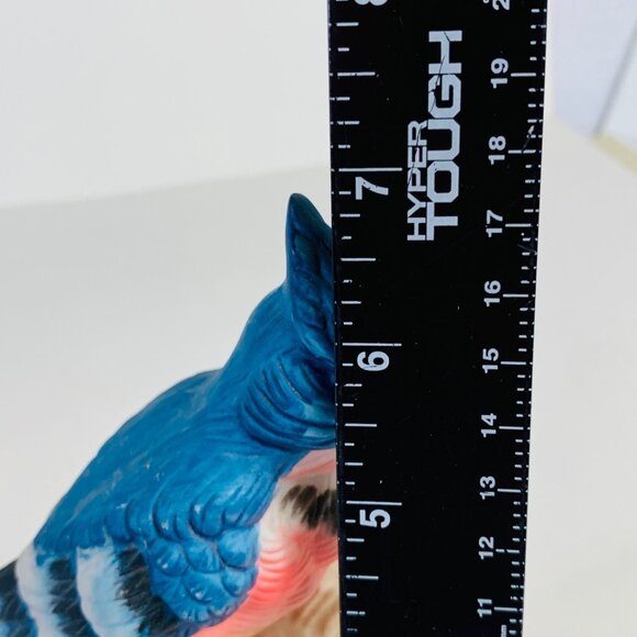 Blue Jay Figurine On Tree Stump VTG Hand Painted Porcelain Decorative Home Decor - Picture 11 of 14